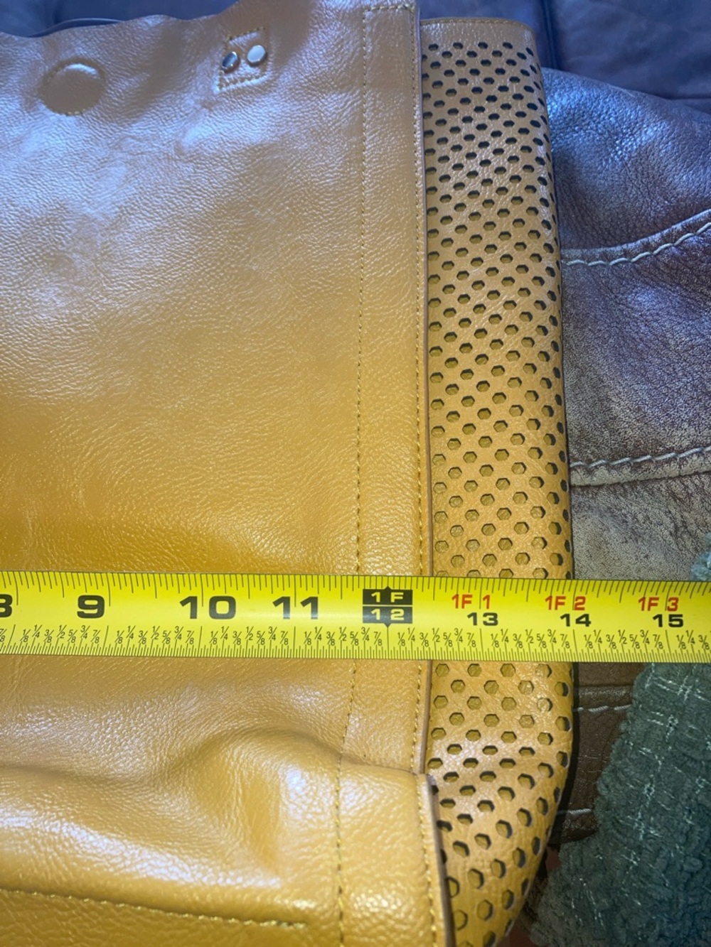 Urban Originals LARGE Yellow Leather Tote Bag with dark brown Straps - Picture 9 of 11